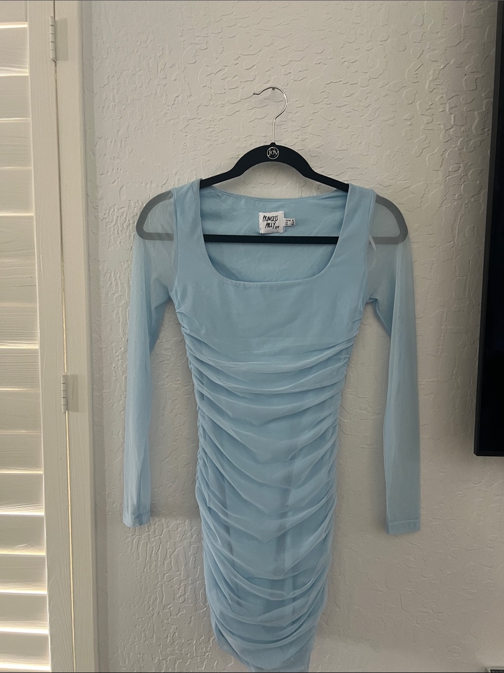 Princess Polly Pale Blue Ruched Long Sleeve Dress